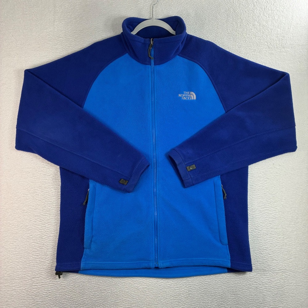 The North Face Full Zip Fleece Jacket Men L Blue Hiking Gorpcore Outdoor